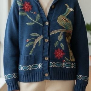 LOST HORIZONS PEACOCK SWEATER COAT XS/TP